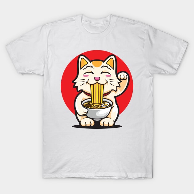 Lucky Ramen Cat T-Shirt by lldesigns